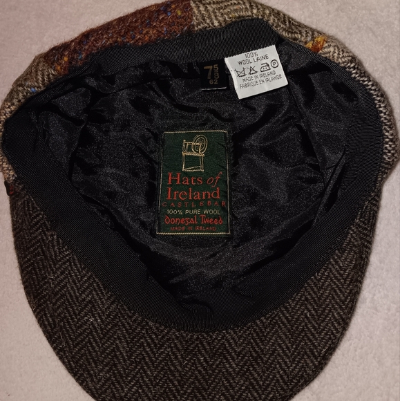 80s Hats Of Ireland Castlebar Donegal Tweed Patchwork Wool Cabbie Newsboy Hat - Picture 3 of 3